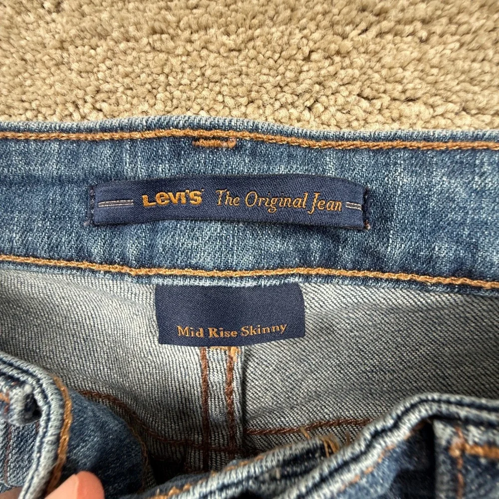 Levis Mid Rise Skinny Jeans Womens 27 Blue Medium Wash Denim Original Jean